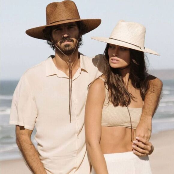 NWT Will + Bear Hat Co Unisex Rider Bone White Palm Straw Hat- Size Large - Picture 1 of 16